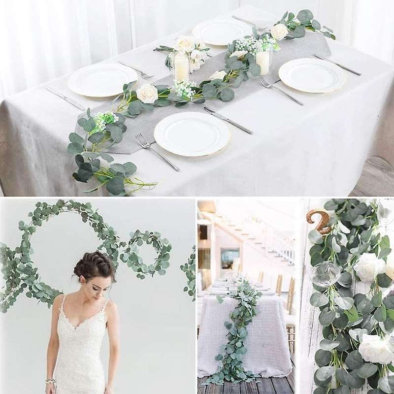 4pack 6.5feet Artificial Eucalyptus Leaves Wreath Wedding Party Decor