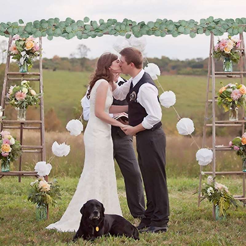 4pack 6.5feet Artificial Eucalyptus Leaves Wreath Wedding Party Decor
