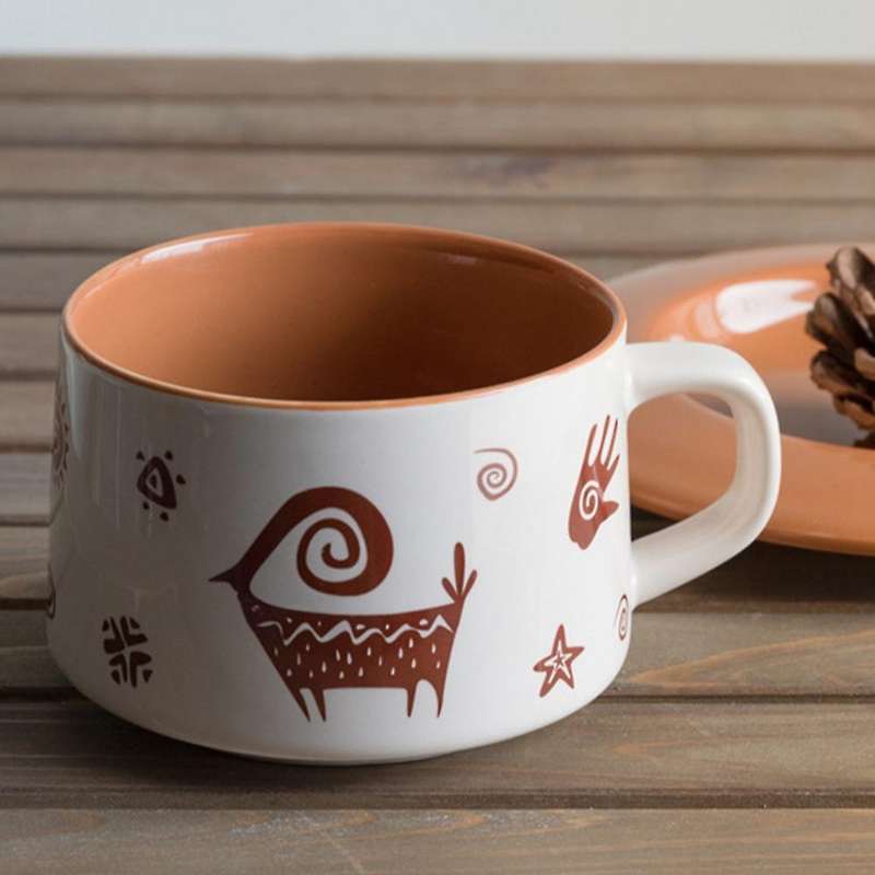 Ethnic Style Ceramic Coffee Cup and Saucer Set Tableware, Antelope