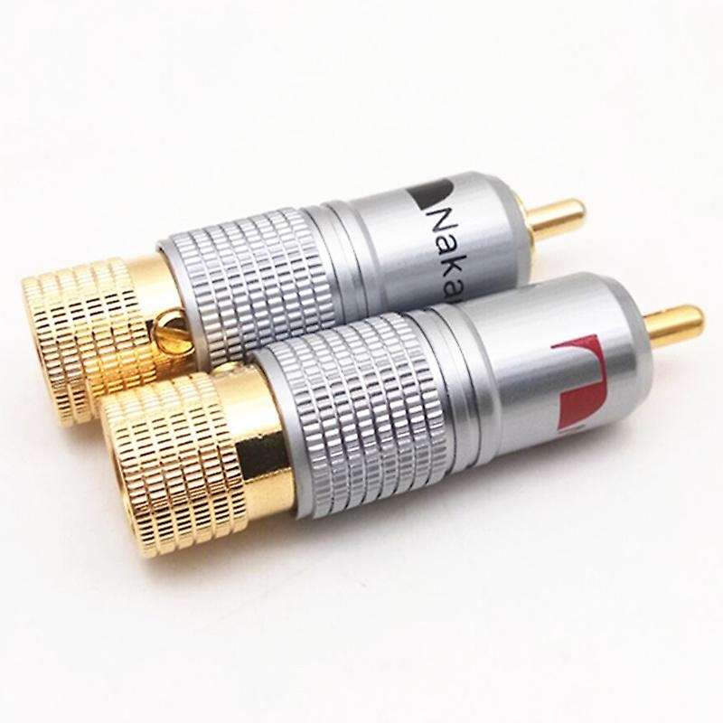 Hifi 10mm Gold Plated Rca Plug Locking Non Solder Plug 8pcs