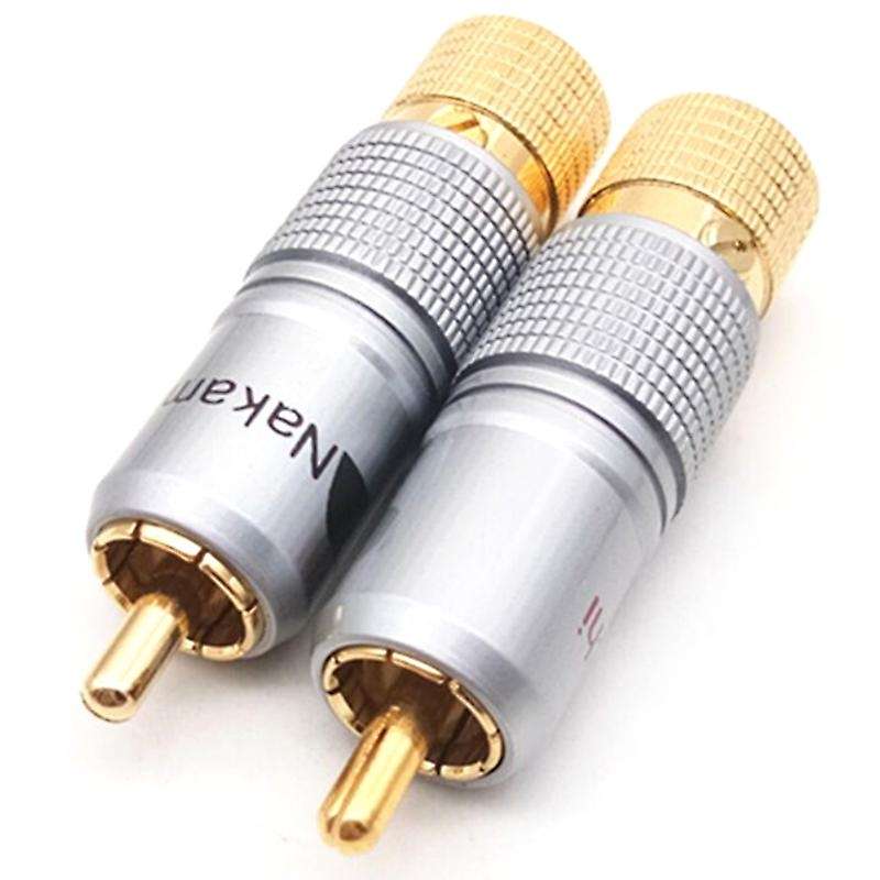 Hifi 10mm Gold Plated Rca Plug Locking Non Solder Plug 8pcs