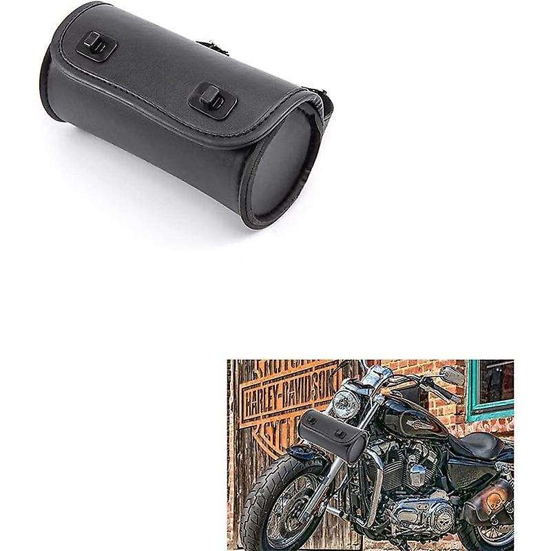 Motorcycle Fork Bag Pu Handlebar Tool Pouch with 2 Straps, Universal