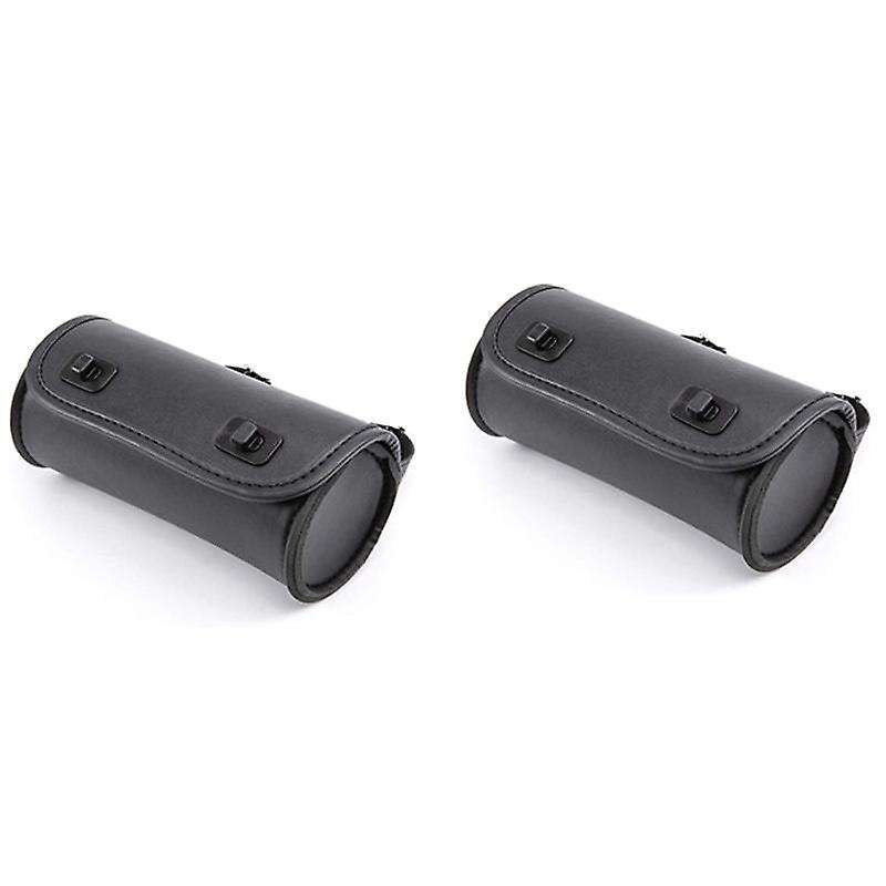 Motorcycle Fork Bag Pu Handlebar Tool Pouch with 2 Straps, Universal