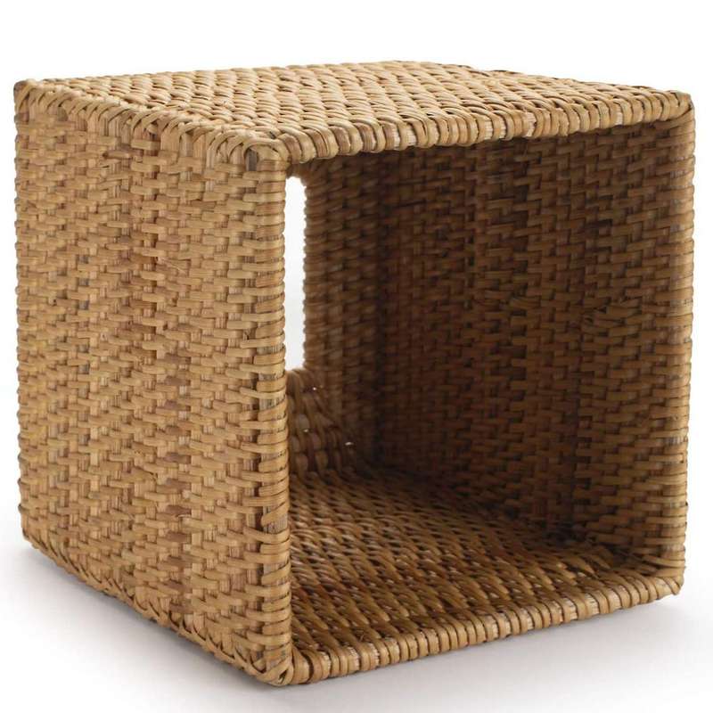 Square Rattan Tissue Box Cover, 5.7 X 5.7 X 5.7 Inches, Wood Color
