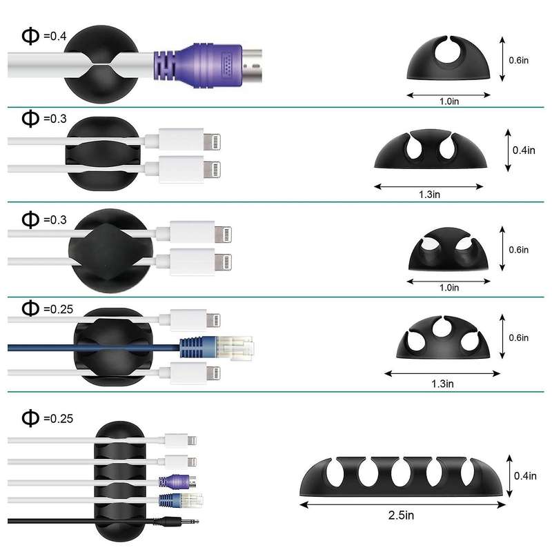 17pcs Cable Management Organizer Set with Zipper Cable Ties Cord