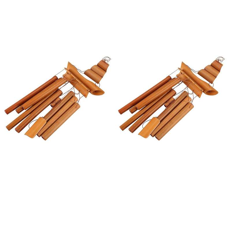 2x Bamboo Wind Chime Handmade Natural Home Decor Yard Wind Bell