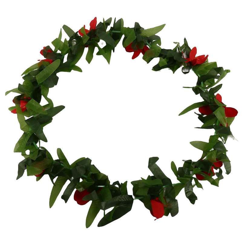Luau Leis 9 Pcs Artificial Flowers Tropical Hawaiian Leaf Necklaces