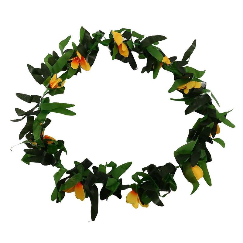 Luau Leis 9 Pcs Artificial Flowers Tropical Hawaiian Leaf Necklaces