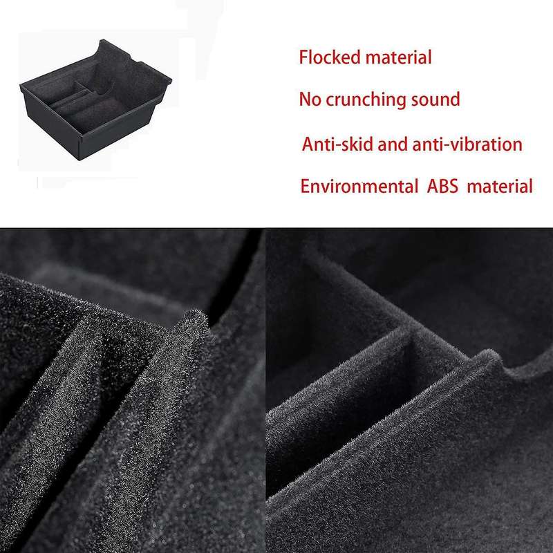 For 2021 Tesla Model 3/y Armrest Cubby Drawer Storage Box (flocking)