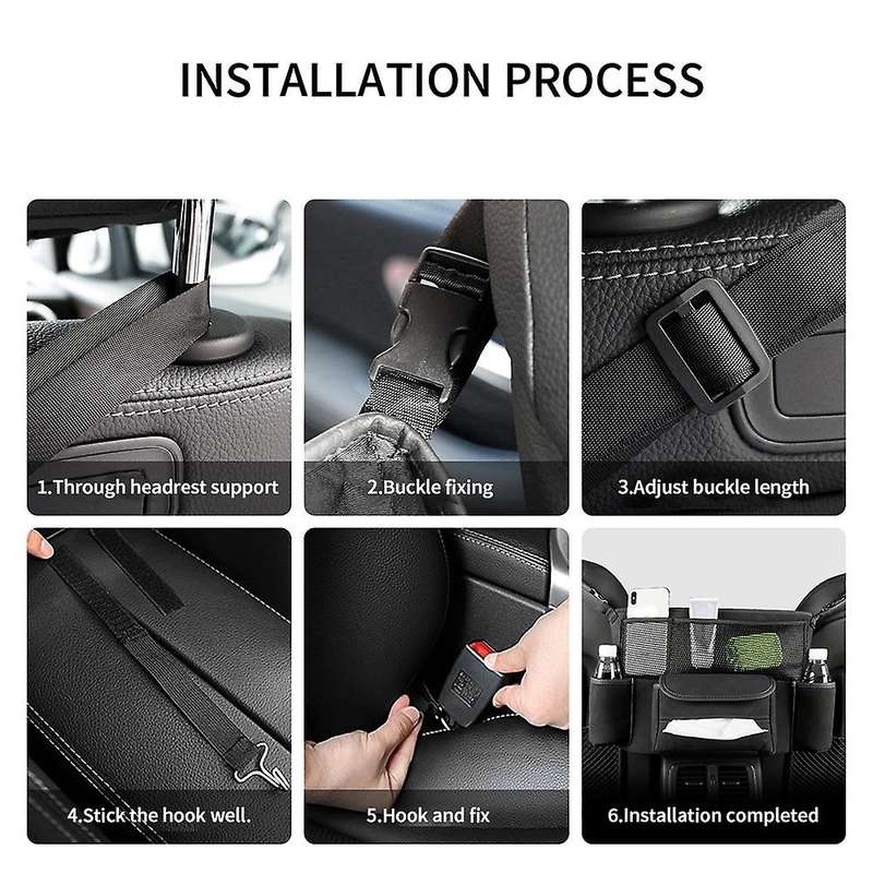 Car Interior Car Seat Middle Box Seat Hanger Storage Bag Car Black