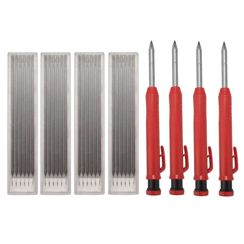 4pcs Carpenter Pencils, with 12pcs Refills, Leads Mechanical Pencil