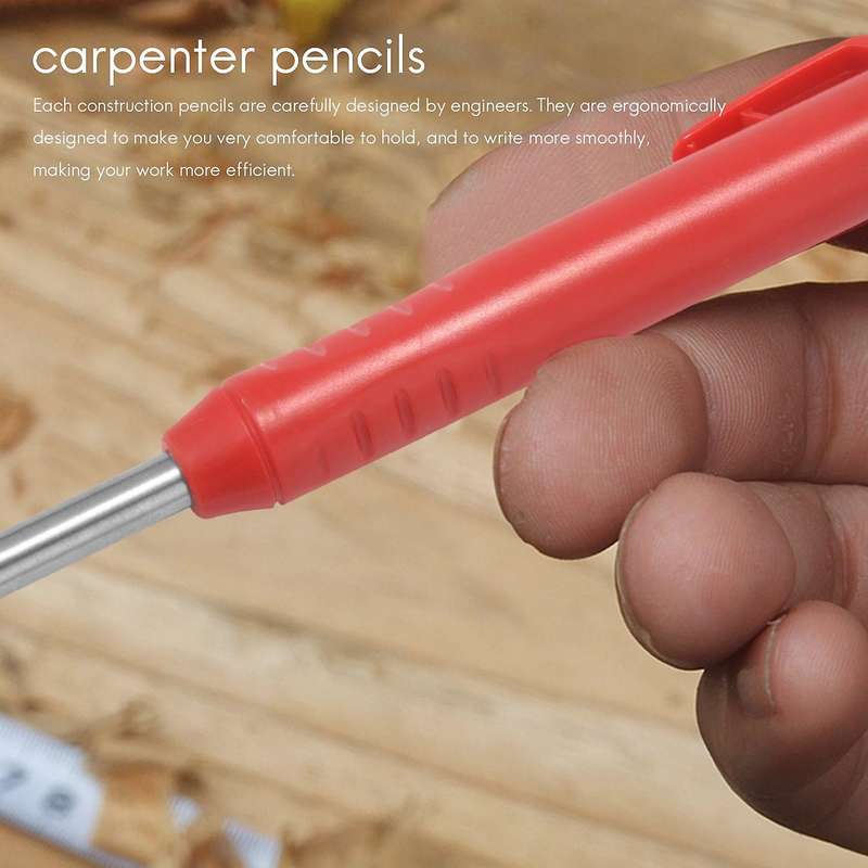 4pcs Carpenter Pencils, with 12pcs Refills, Leads Mechanical Pencil