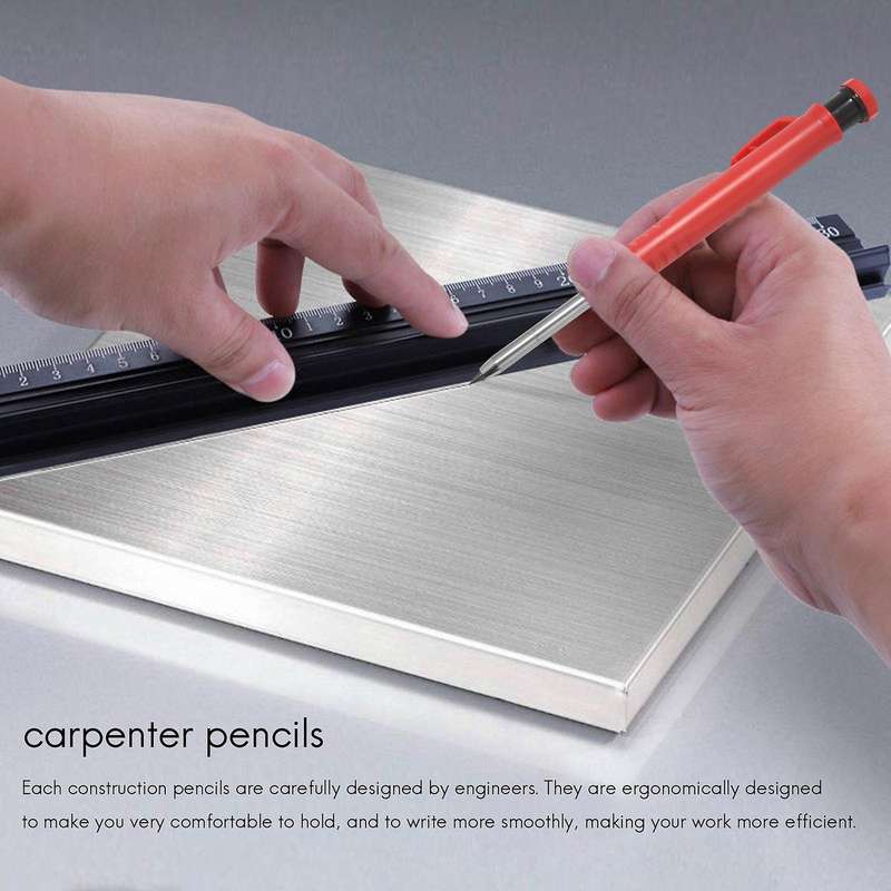 4pcs Carpenter Pencils, with 12pcs Refills, Leads Mechanical Pencil