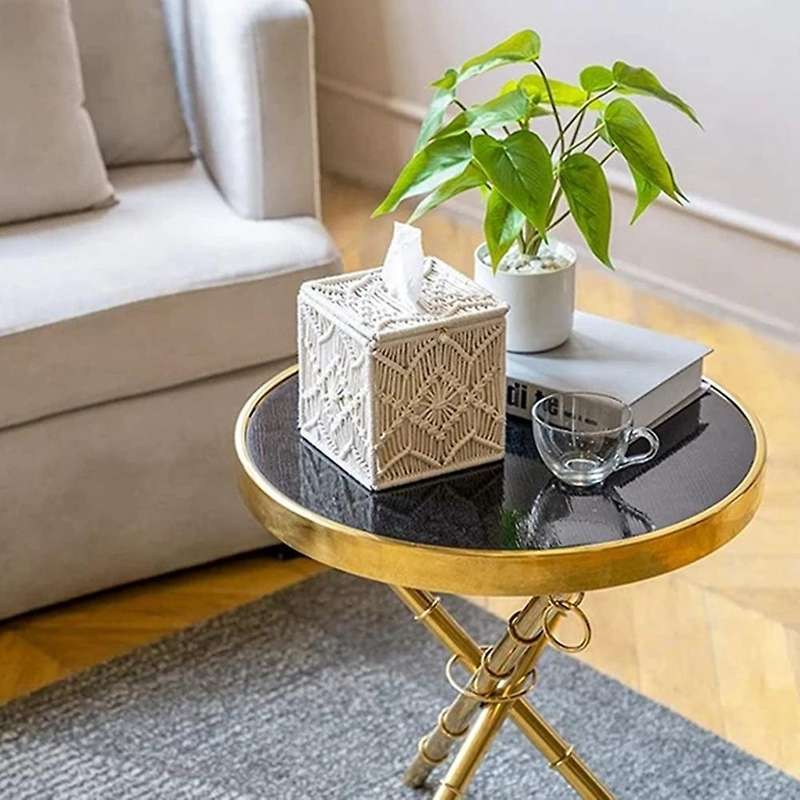 Tissue Box Cover Boho Decor Square Paper Tissue Holder with Buckle