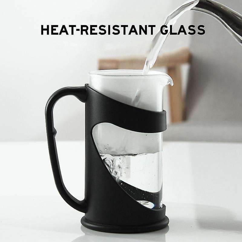 French Pressure Pot Glass Tea Brewer Milk Foam Press Teapot Black