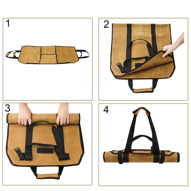 Firewood Storage Bag Outdoor Camping Wood Log Carrier Match Bag