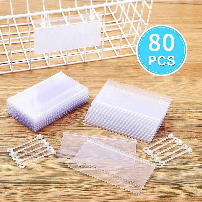 80pcs Plastic Basket Label Holders Lock Closure for Market Grocery