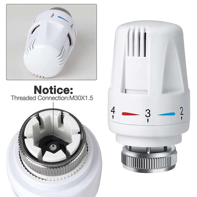 3pcs Thermostatic Radiator Valve M30 X 1.5 Thermostatic Valve Head