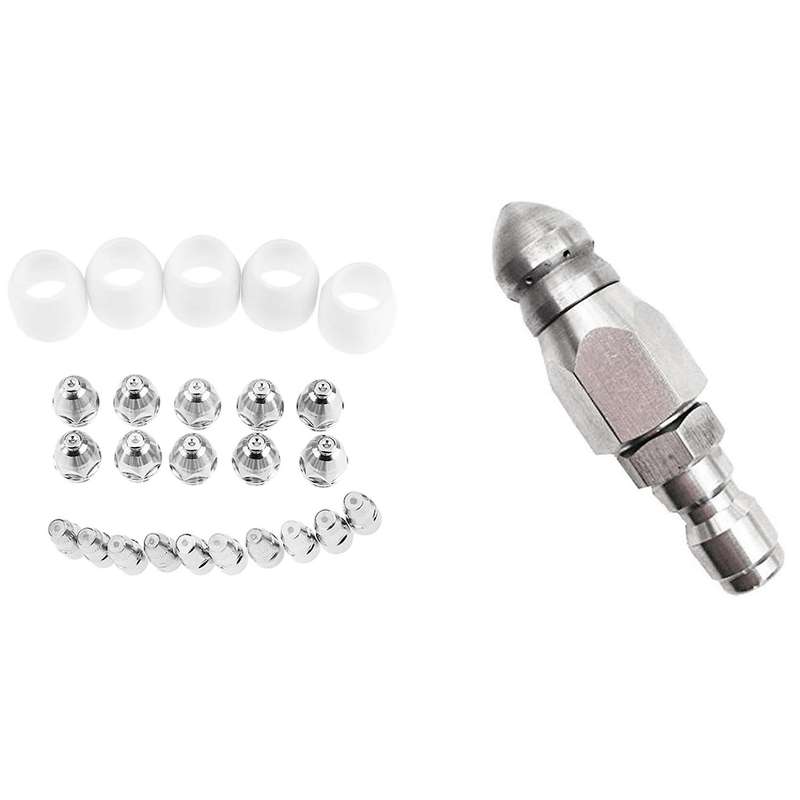 Pressure Washer Sewer Jetter Nozzle with Stainless Steel, ,1/4inch