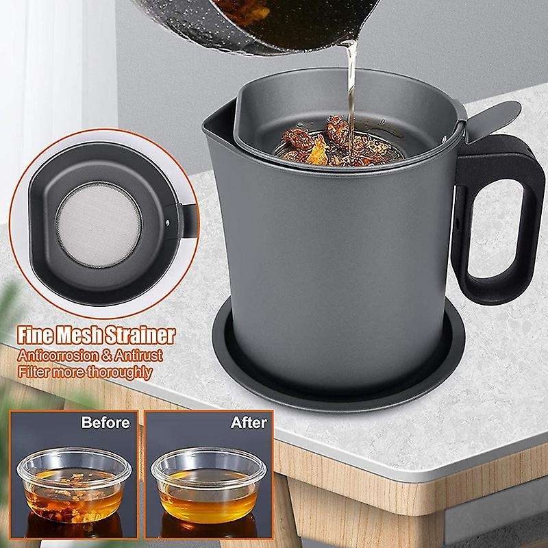 Bacon Grease Container with Strainer, for Kitchen Counter