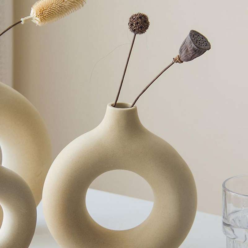 Nordic Ceramic Vase Dried Flower Art Flower Pot Home Decoration (m)