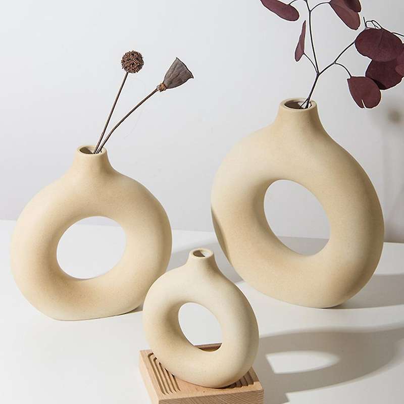 Nordic Ceramic Vase Dried Flower Art Flower Pot Home Decoration (m)
