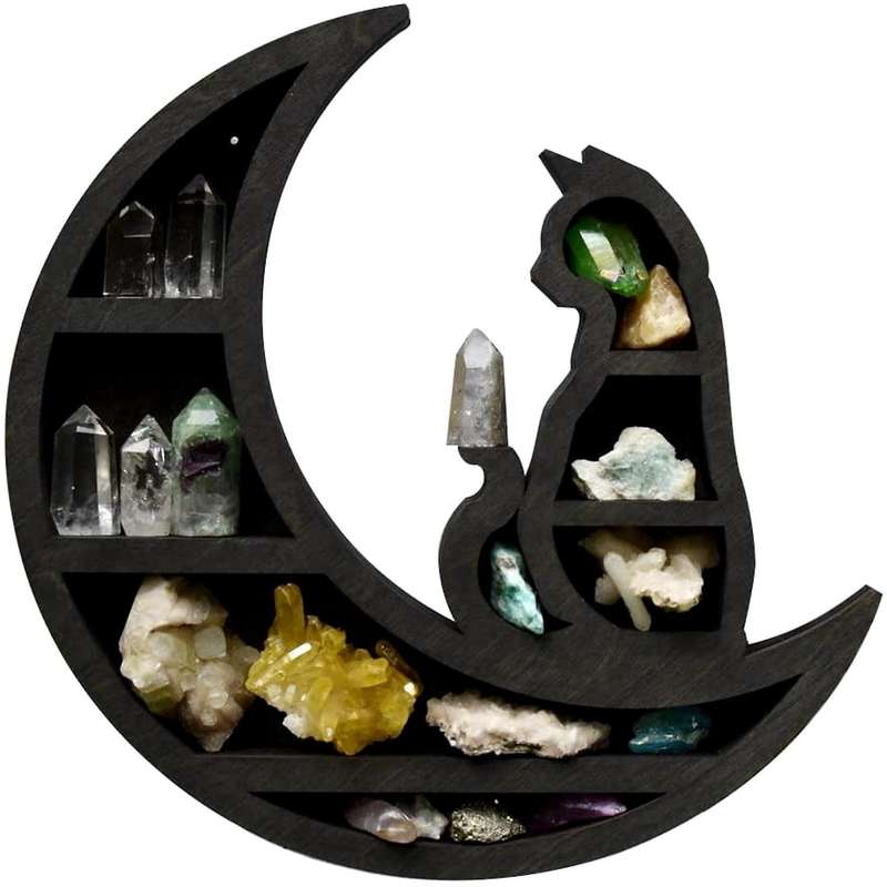 Cat On The Moon Crystal Shelf Moon Shelf Black Cat Design Pvc Crystal