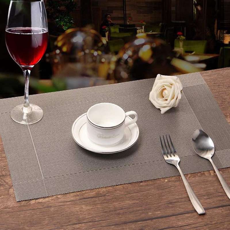 Table Mats Set Of 8 Non-slip Heat Resistant Pvc with Border 45x30cm