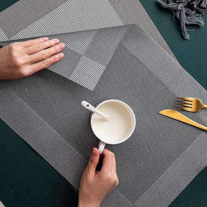 Table Mats Set Of 8 Non-slip Heat Resistant Pvc with Border 45x30cm