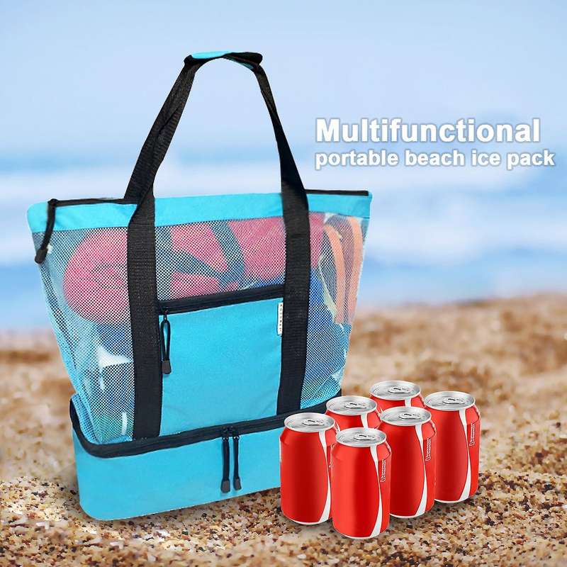 Storage Bag Picnic Beach Bag Double-layer Mesh Beach Picnic Bag Green