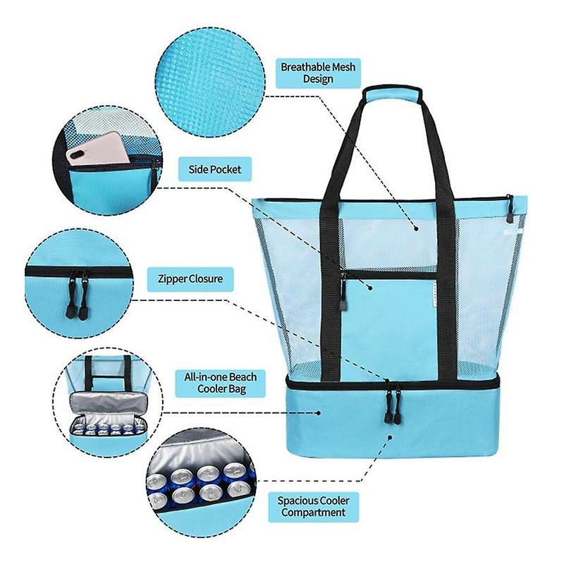 Storage Bag Picnic Beach Bag Double-layer Mesh Beach Picnic Bag Green