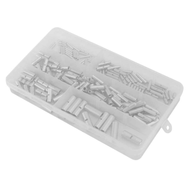 220pcs Non-insulated Butt Connector Kit, Tinned Copper Non-insulated
