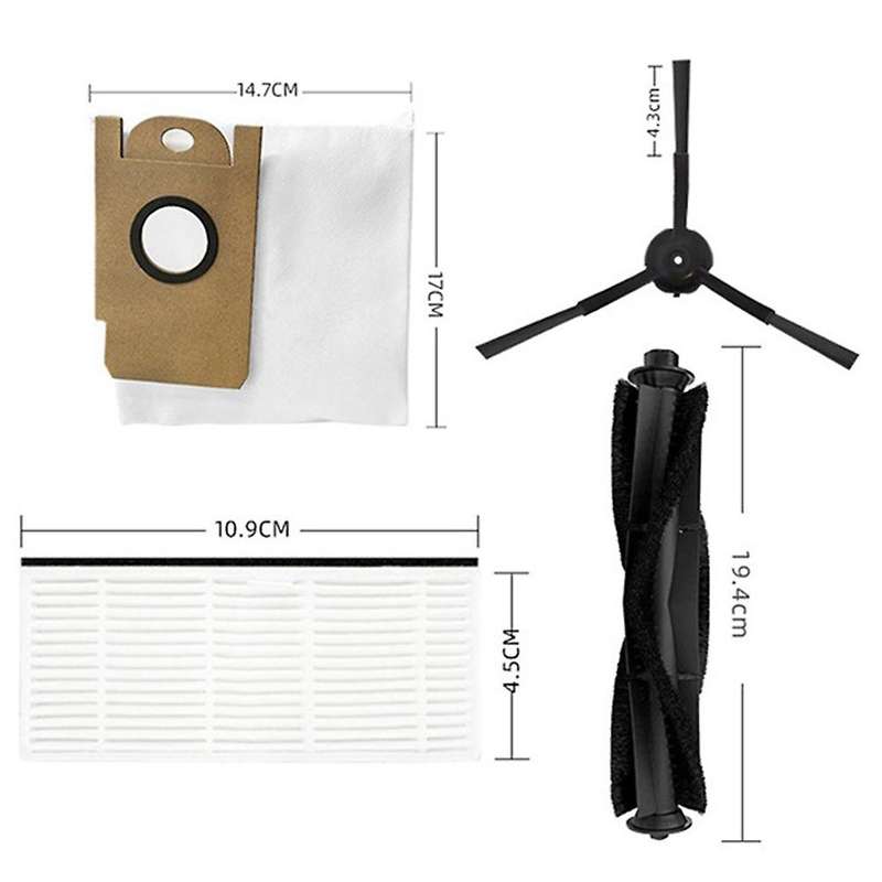 Dust Bags Roll Main Side Brushes Hepa Filters for Lydsto R1 Robot