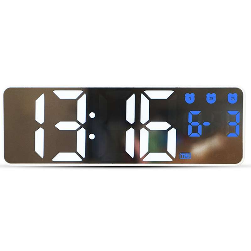 Digital Wall Clock Voice Control Snooze Led Clocks for Home Blue