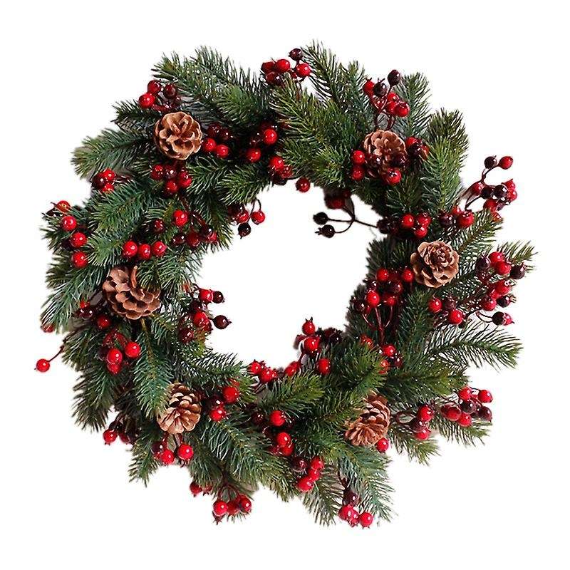 Artificial Christmas Wreath Green Branches with Red Berries 45cm