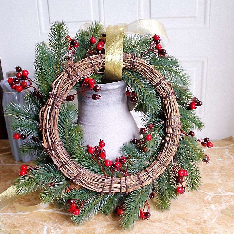 Artificial Christmas Wreath Green Branches with Red Berries 45cm