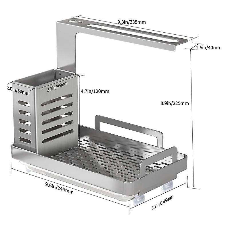 Kitchen Sink Caddy Organizer Sponge Soap Scrubbers Holder Silver