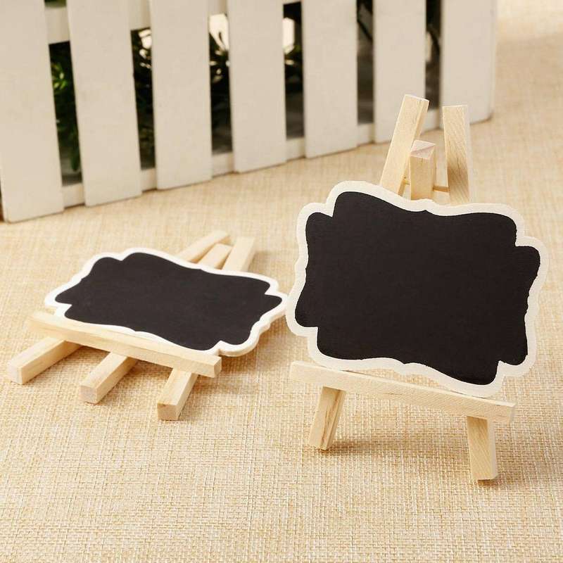 48pcs Mini Tableau Noir En Bois Message Rectangulaire Slate Cartes