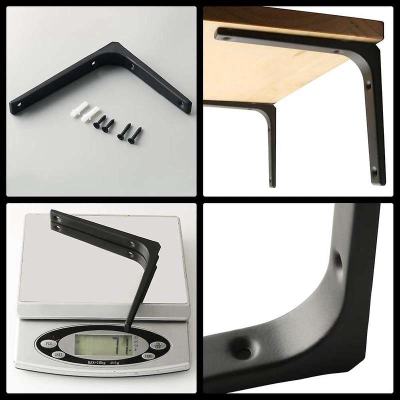 4 Pcs Iron Wall Shelf Bracket, 4 X 4 Inch Heavy Duty Bracket, Black