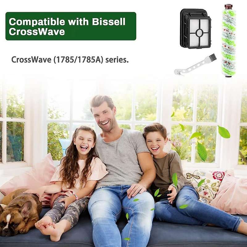 2 Pet Rolling Brush +3 Filters for Bissell Crosswave 1785/1866/1868