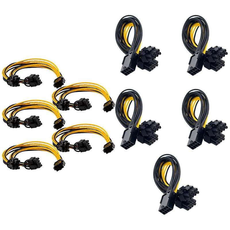 5pcs Pci-e 8p Female to 2 Port Dual 8 Pin Power Extension Cable Cord