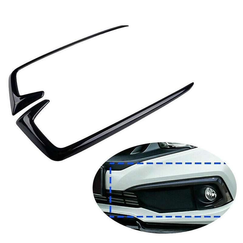 2pcs Gloss Black Exterior Front Fog Light Lamp Cover Trim