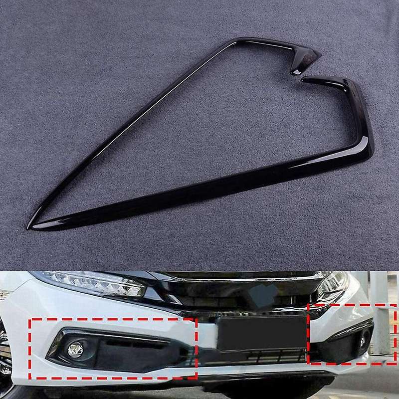 2pcs Gloss Black Exterior Front Fog Light Lamp Cover Trim
