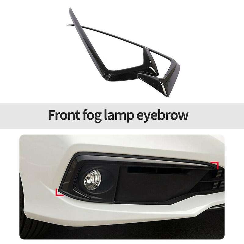 2pcs Gloss Black Exterior Front Fog Light Lamp Cover Trim