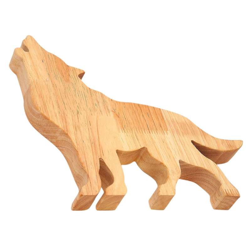 Wolf Piggy Bank Pine Piggy Bank Transparent Decoration Gift 33x13cm