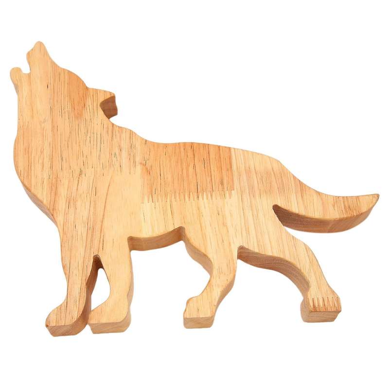 Wolf Piggy Bank Pine Piggy Bank Transparent Decoration Gift 33x13cm