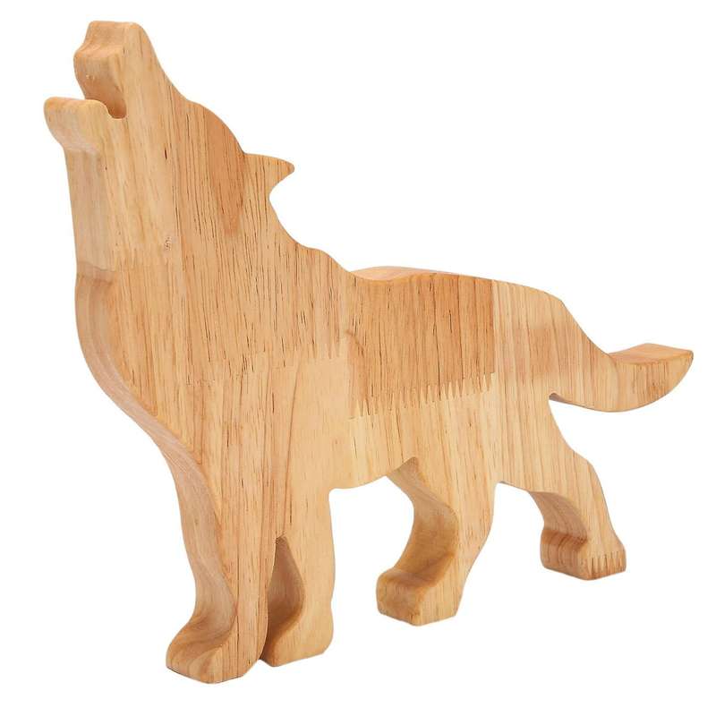 Wolf Piggy Bank Pine Piggy Bank Transparent Decoration Gift 33x13cm