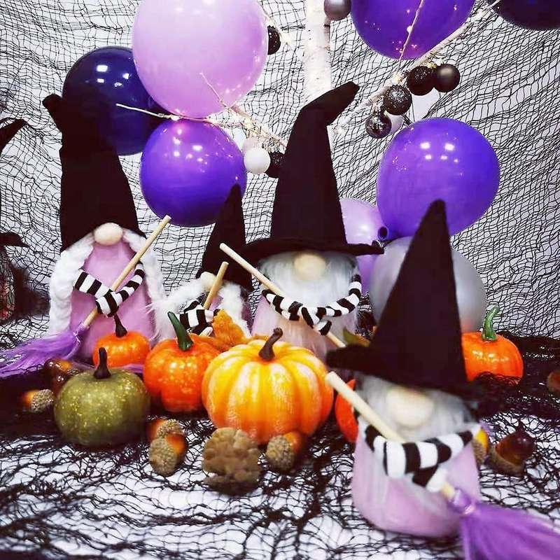 Halloween Witch Gnomes Plush Decor Nordic Faceless Elf Dolls Broom