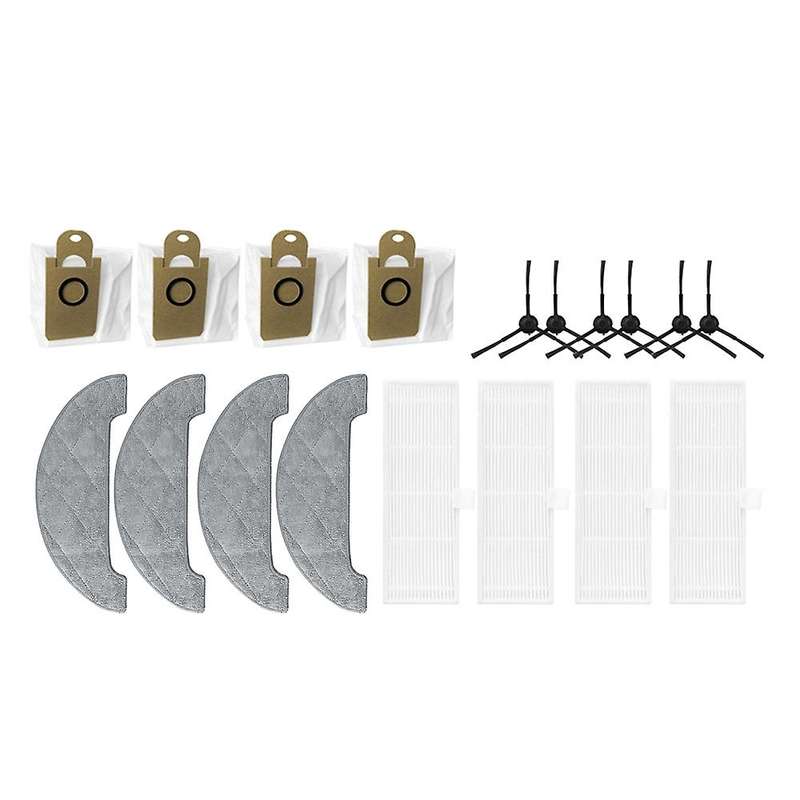 18 Pcs Dust Bag Side Brush Filter Mop Cloth for Proscenic M8 Pro