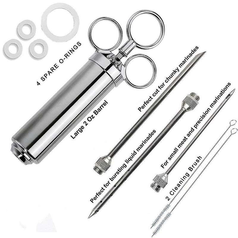 Meat Injector, 2-oz Marinade Flavor Injector 304 Stainless Steel